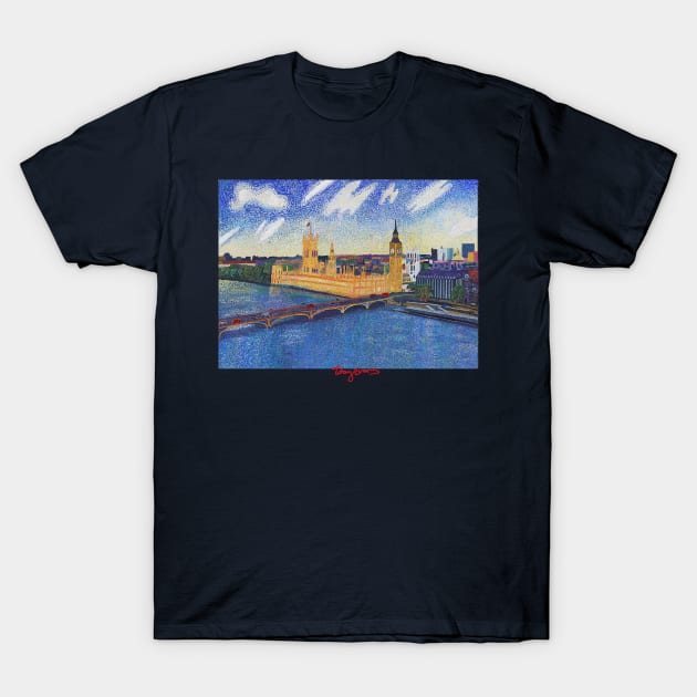 Westminster on the Thames, London T-Shirt by tobycentreart